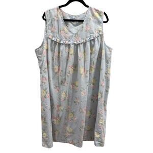 Vintage VTG Haband's Moon Beams House Dress Baby Blue Floral Ruffle Nightgown